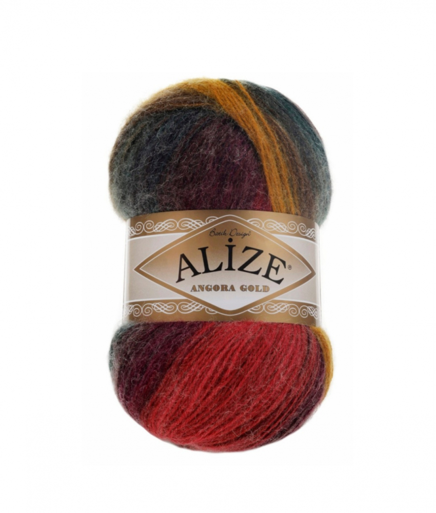 Ангора голд батик 3368 хаки горчица морская волна