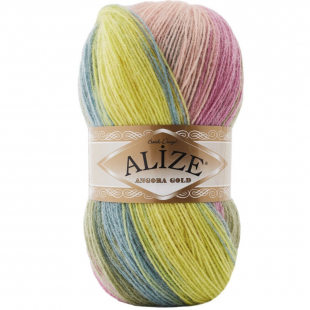 Ангора голд батик 6792 розово зелёный Персиковый