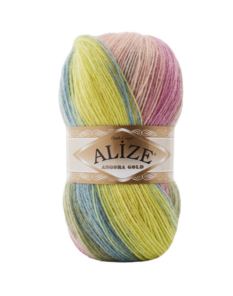 Ангора голд батик 6792 розово зелёный Персиковый